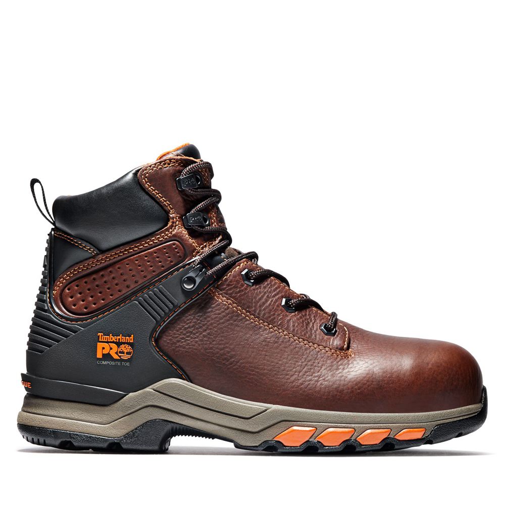 Timberland Mens Work Boots PRO® Hypercharge 6" Comp Toe - Brown/Black - India TJ7314596